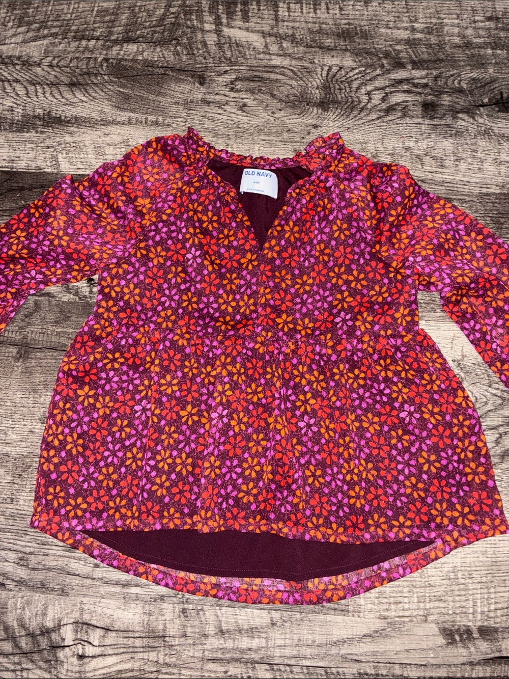 Old Navy Pink, Orange & Purple Floral Peasant Top 8 girls
